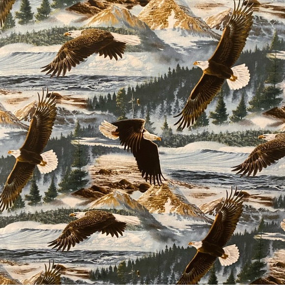 David Textiles 44" Cotton Soaring Along the Shores Fabric 2.75 Yards Bald Eagles - Picture 2 of 5